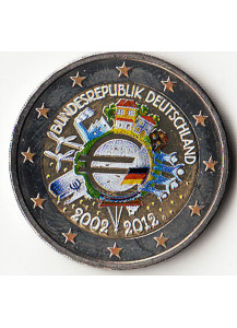 2012 - 2 euro GERMANIA 10° Anniversario euro Smaltato Fdc